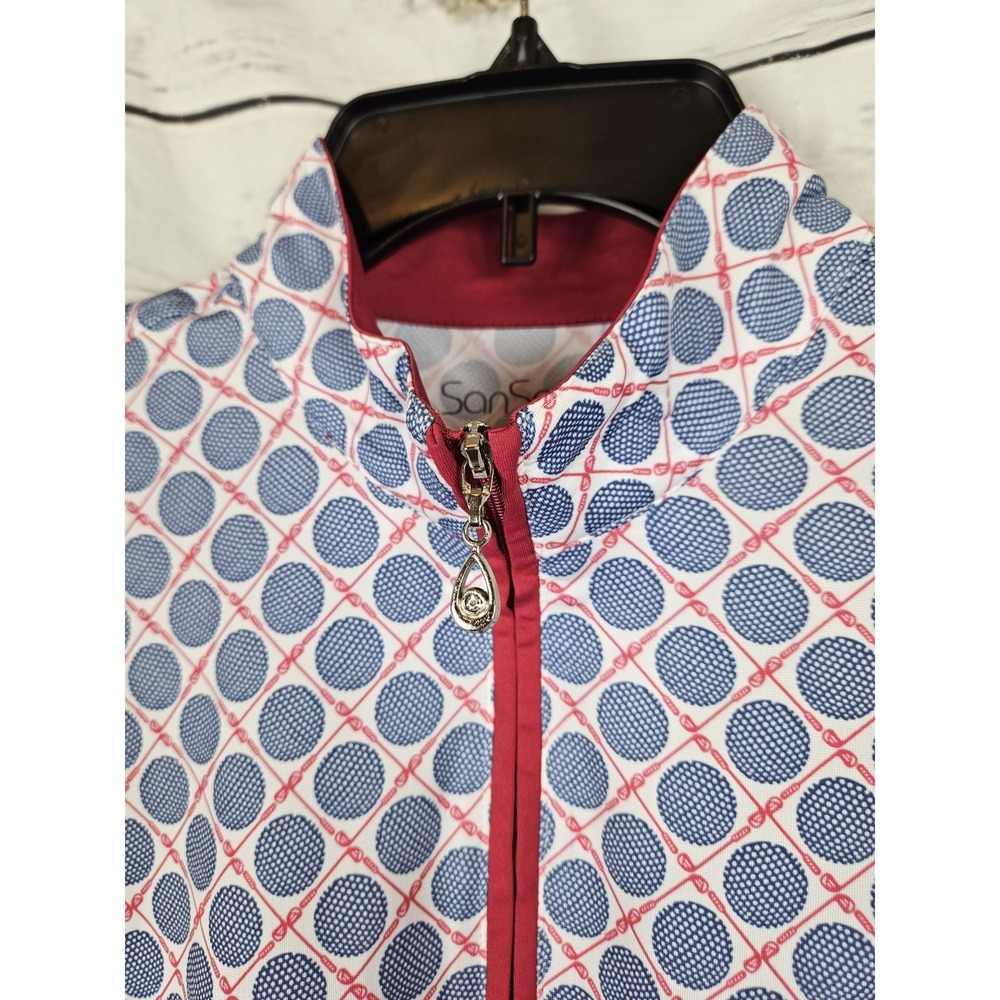 San Soleil 1/4 Zip Cooling Golf Print Top L 1/4 Zip Pullover Womens UPF 50 - Picture 3 of 6